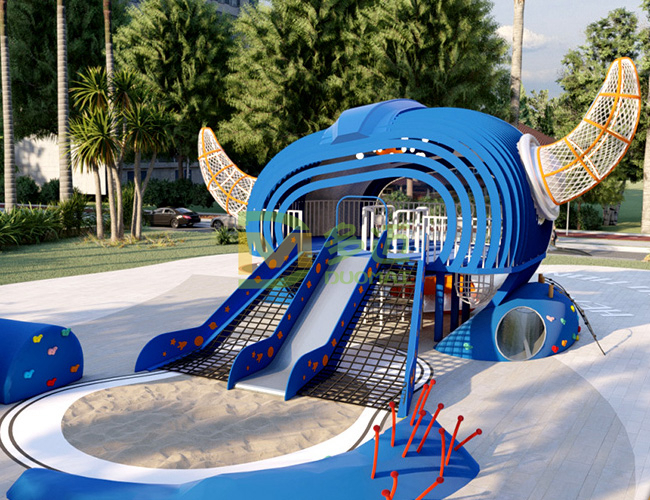 牛魔王造型儿童不锈钢滑梯